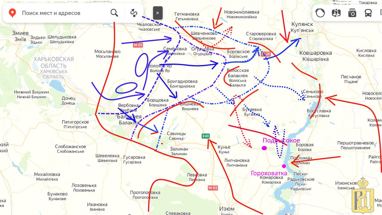 Карта наступления российских войск