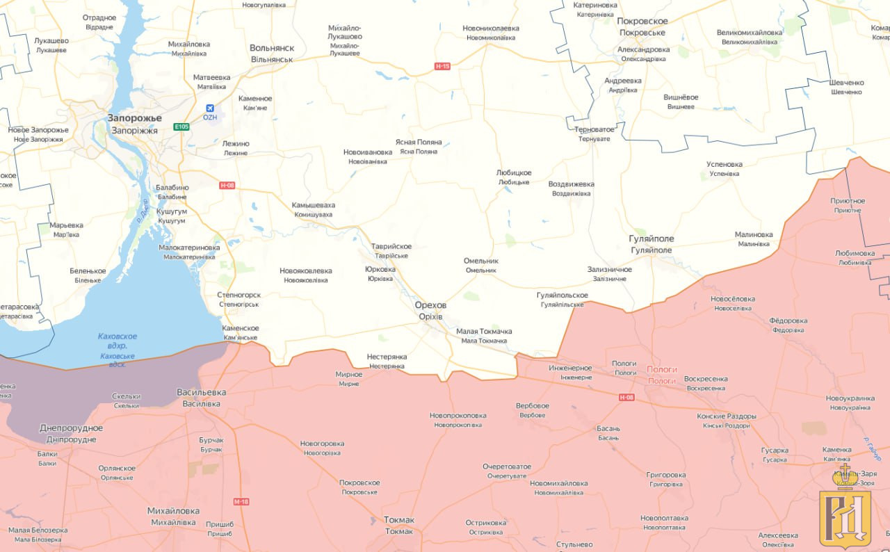 Карта запорожской области под контролем россии