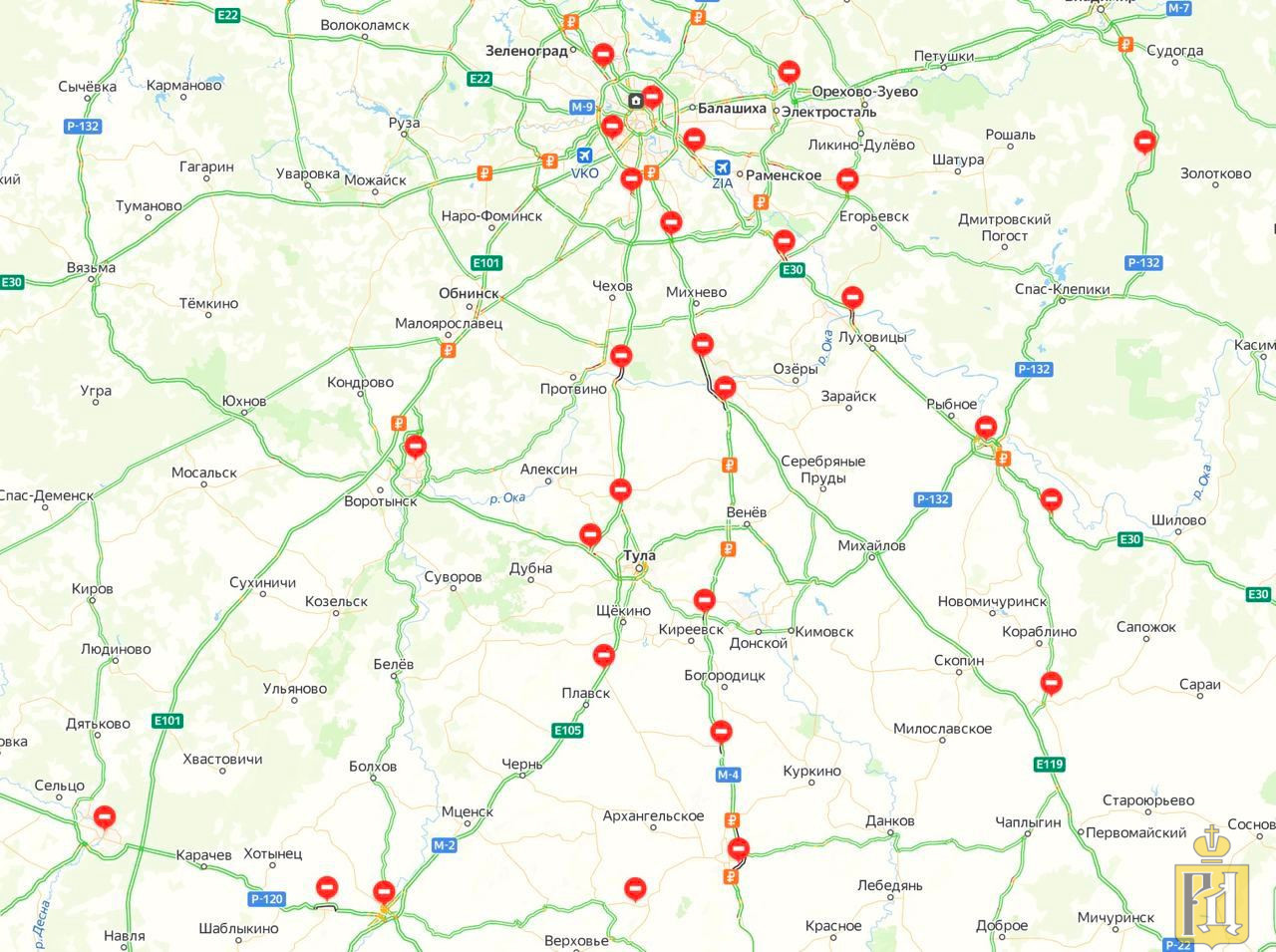 Пробки на горьковском шоссе в сторону москвы сейчас карта